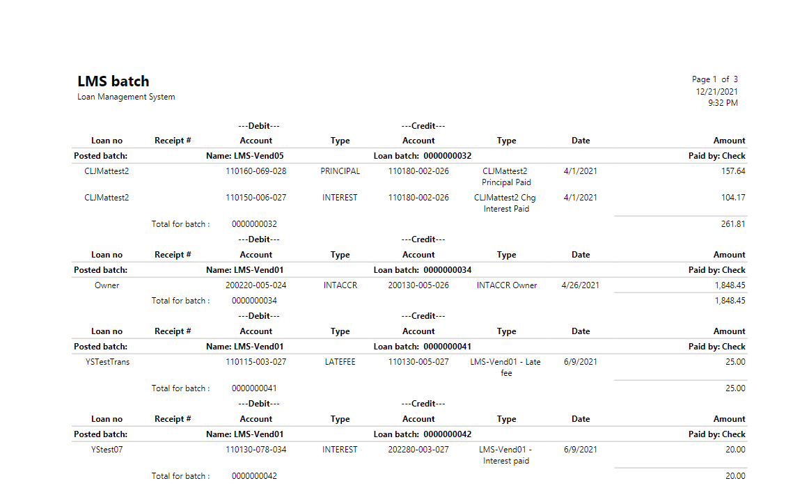 LMS batch report