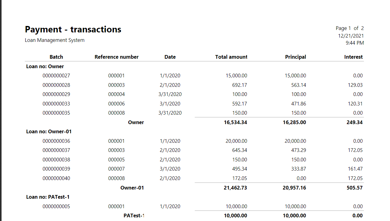 Payment transactions